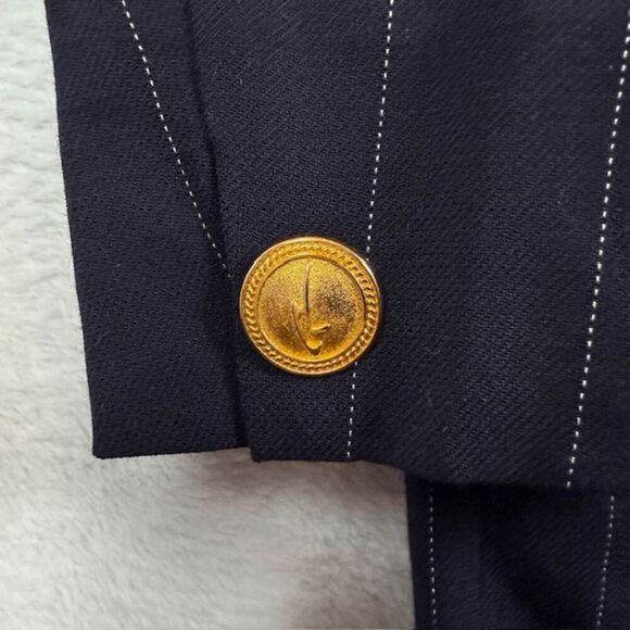 NWT Vintage Wool Rodier Blazer Dress Double Breasted Navy Pinstripe Size 12 (44) - Picture 2 of 13